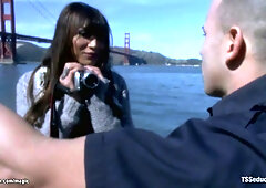 T-girl seduces & anal fucks cop