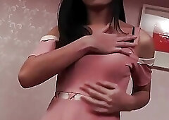 Hot Shemale In Tight Dress Masturbates Her Huge Dick