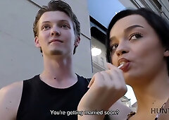 Daphne Klyde cheats on her boyfriend with a well-endowed stranger while he watches