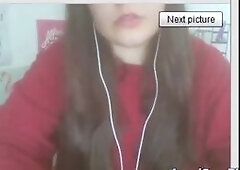 A Polish BDSM enthusiast with large nipples puts on a show for her webcam chatroom, teasing them with nipple clamps.