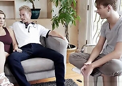 Matthew Bailey slide his big cock between Kenzie Taylors fat tits