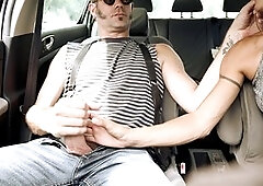Amateur car fun with Magia Rosa as she gives me a handjob, blowjob, and rides me.