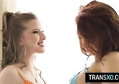 Gorgeous T-girl And Her Cisgender Girlfriend Have Hard Ardent Sex