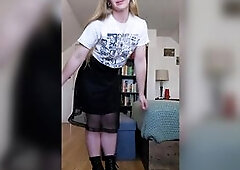 River Gray Nonbinary Trans Femboy Boots And Petticoat Tease