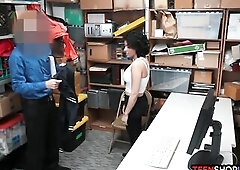 Breasty lalin girl teen shoplifter sucks and screws the security guard for her freedom after this babe got caught stealing
