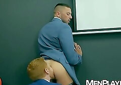 Ginger hottie Leander ravaging Shane Jacksons hungry holes until cumshot