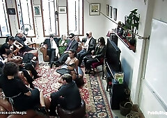 Beauty gang bang ravaged at public party