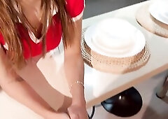 The maid secretly desired her boss, an airplane pilot; his wife was away, and this babe wanted to get preggo by him