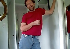 Hairy artist's slow seduction in denim – commissioned flick