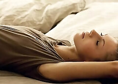 Hawt wicked teen Anjelica braless in her brown underware and nylons takes fingering her appealing snatch