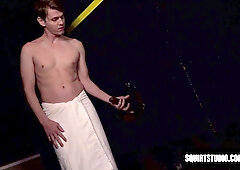 BBC hunk Jordan Jameson cums on twink Sage Roux after gloryhole ride