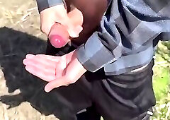 Cute Boy Jerking Off Outdoor
