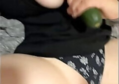 MILF masturbating with cucumber to HUGE squirting orgasm