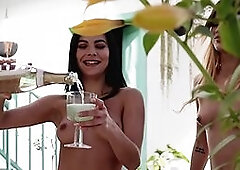 Spanish teens Lorena Hidalgo and Estefania Pahe dancing and have lesbo fun