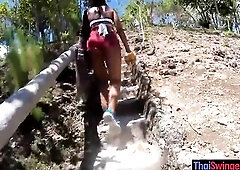 Ziplining with large butt Thai amateur girlfriend and blow job with sex in the hotel afterward to thank her man for a admirable day out! Those amateur