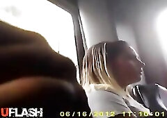 dickflash for blond on bus