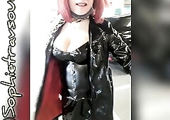 sissy in the parking lot of the mall