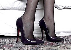 U may lie down on the floor. U favourable devil—this day u've the uncommon privilege of being present whilst High Heels Domme tries on her purp