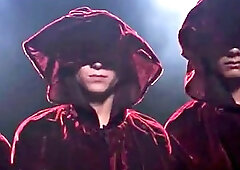 Blonde twink gets gangbanged and Bukkake