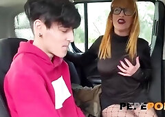 Cougar in heat sharing sexual expertise with young man