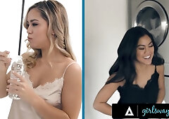 Alina Lopez and Kendra Spade share a tender, passionate moment behind the scenes