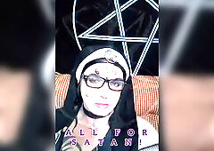 Homosexual tgirl worships satan