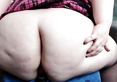 Fat big beautiful woman Tranny Rides a Sex-Toy Cowgirl Style