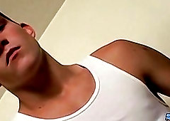 Gay guy takes his big dick out and strokes it