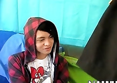 Emo gay twink bent over and rammed after sucking dick