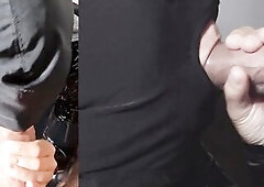 I give him a head and this guy comes on my head on the hood