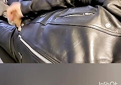 Sandro's brand fresh leather jacket - masturbate off and spunk on it