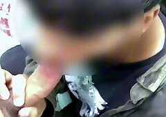 Femboy sucking dick in a public bathroom (almost got caught)