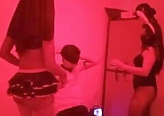 The birthday boy receives a sensual dance from two whores in lingerie