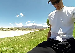 Man wets his jeans in public at Walmart and on a grassy hill
