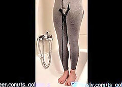 Void urine in my leggins and cum in your face!