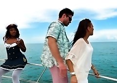 Ebony Skylar Nicole suck & fuck a big white cock in the middle of the ocean