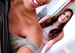 Brunette lesbian milf babes in cunt grinding