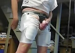 Older Guy In Football Gear Jacking Off