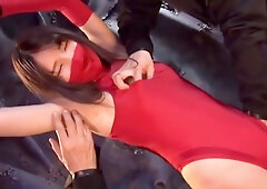 Ninja Girl Is Bound Standing And
