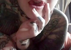 Trying to take large hits. Olivia inks split tongue tricks