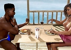 The adventurous couple: ebony guy with a massive cock and his married wife