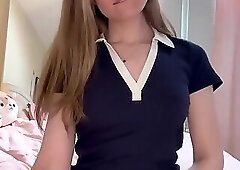 Blonde shemale masturbating with a toy pussy