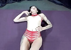 The tattooed brunette hair in red underware deepthroats multiple dongs whilst getting pounded, switching between sucking and hard screwing. The blond 