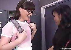 Shemale model nailed by dark hot babe