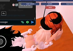 Red-haired avatar zLenn engages in virtual lesbian encounters in a stylized Roblox world