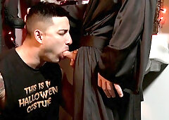 Wearing a robe and banging someone on Halloween