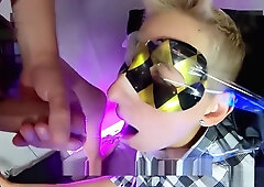 Crossdresser face fuck with bondage slave girl! Hard blowjob!