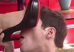 Busty TS dicksucked by hunk in the bathtub