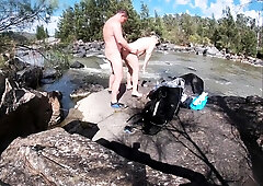 Mature blonde wife pounded hard doggystyle in the outdoors