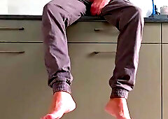 Stroking in the kitchen